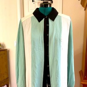 New  1x color block long sleeve blouse